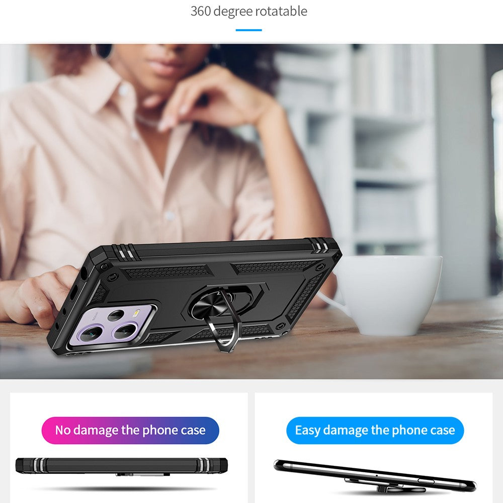Ring Holder Kickstand Phone Case for Xiaomi Redmi Note 12 Pro 5G / Note 12 Pro Speed 5G / Poco X5 Pro 5G , TPU + PC Hybrid Cover