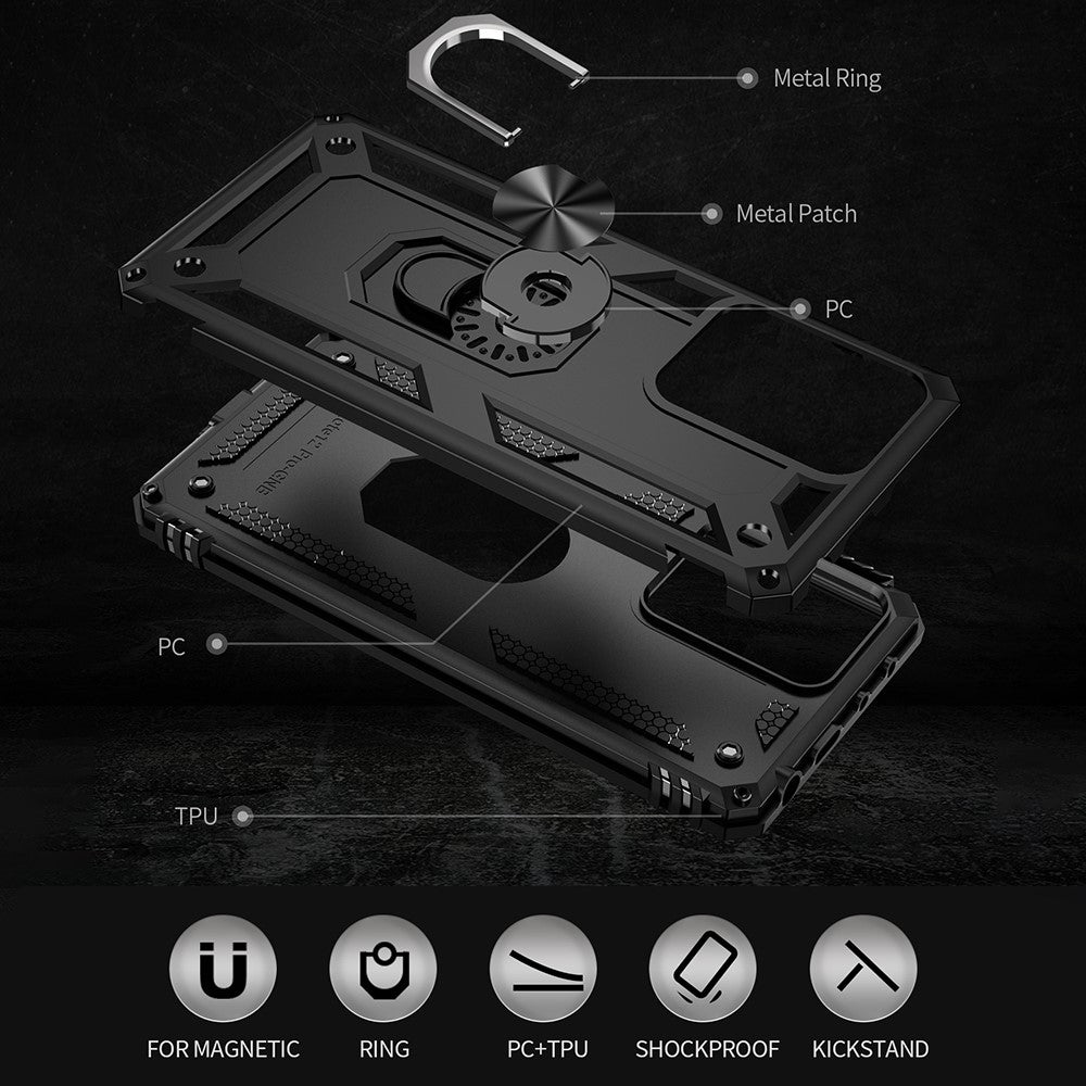 Ring Holder Kickstand Phone Case for Xiaomi Redmi Note 12 Pro 5G / Note 12 Pro Speed 5G / Poco X5 Pro 5G , TPU + PC Hybrid Cover