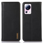 KHAZNEH for Xiaomi 13 Lite / Civi 2 5G Phone Wallet Case RFID Blocking Stand Genuine Cowhide Leather Phone Cover