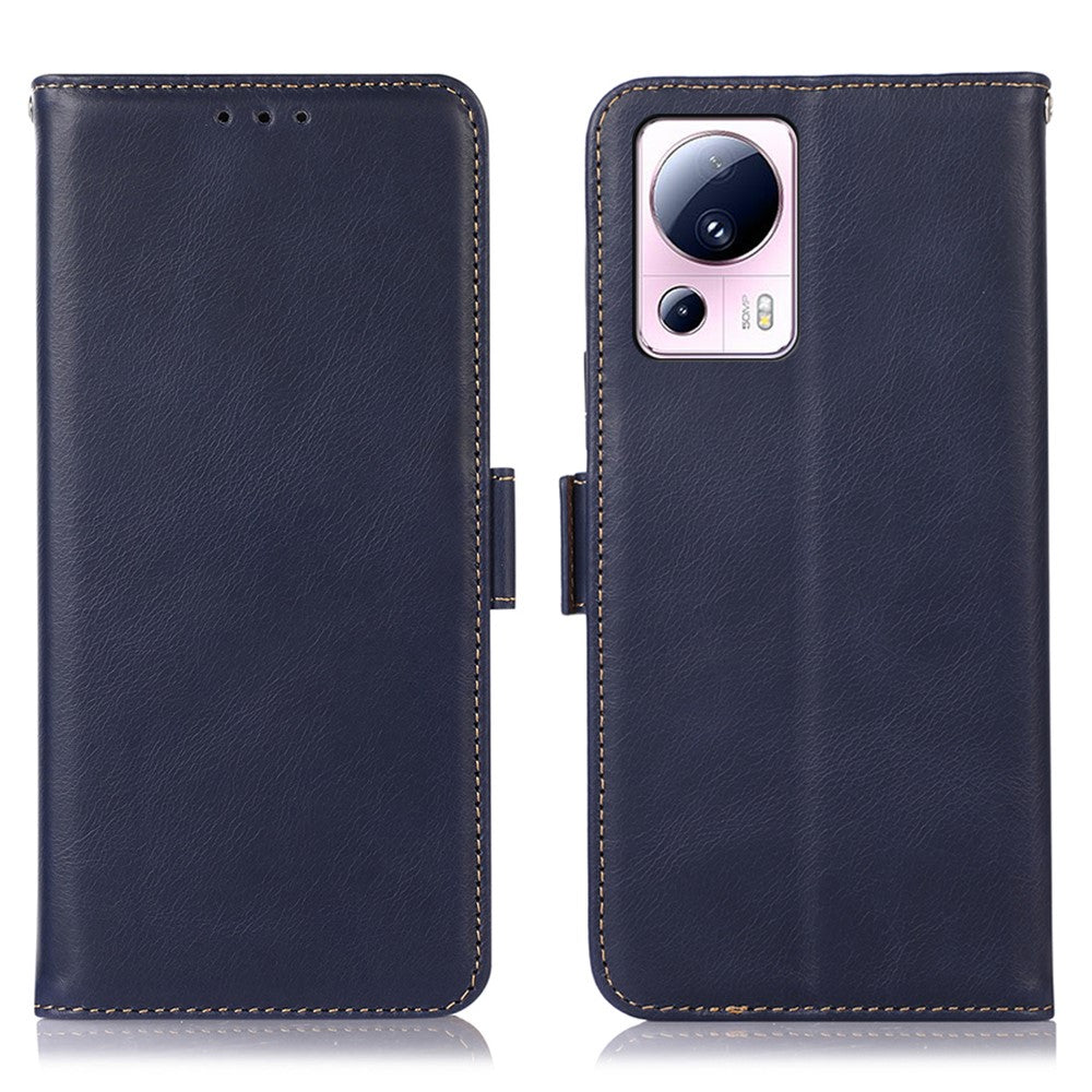 For Xiaomi 13 Lite / Civi 2 5G RFID Blocking Stand Phone Case Genuine Cowhide Leather Phone Wallet Cover