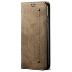 Phone Case for Samsung Galaxy A34 5G , Jeans Cloth Texture Leather Wallet Stand Phone Cover