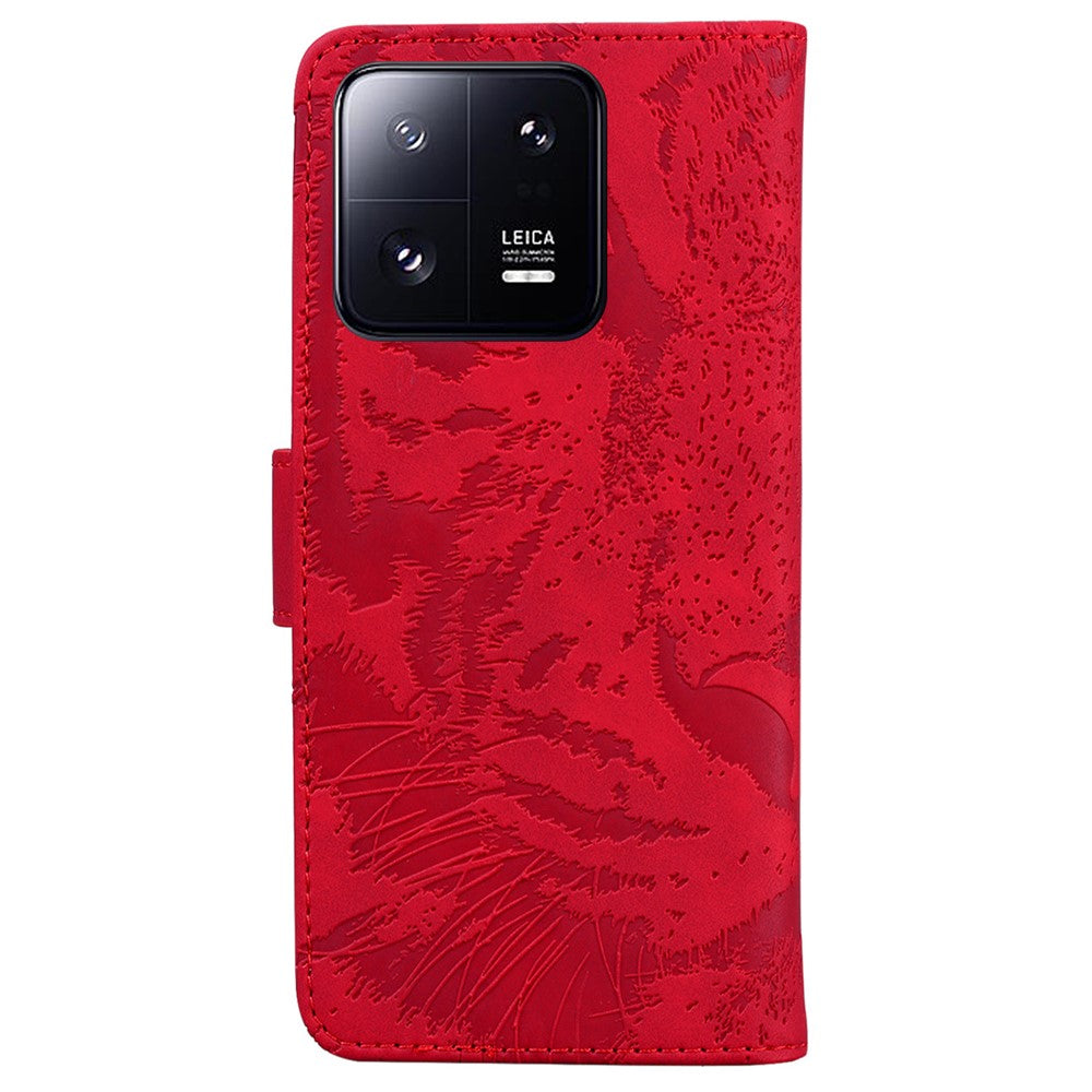 For Xiaomi 13 Pro 5G Cell Phone Case Tiger Imprinted PU Leather Wallet Stand Protective Cover