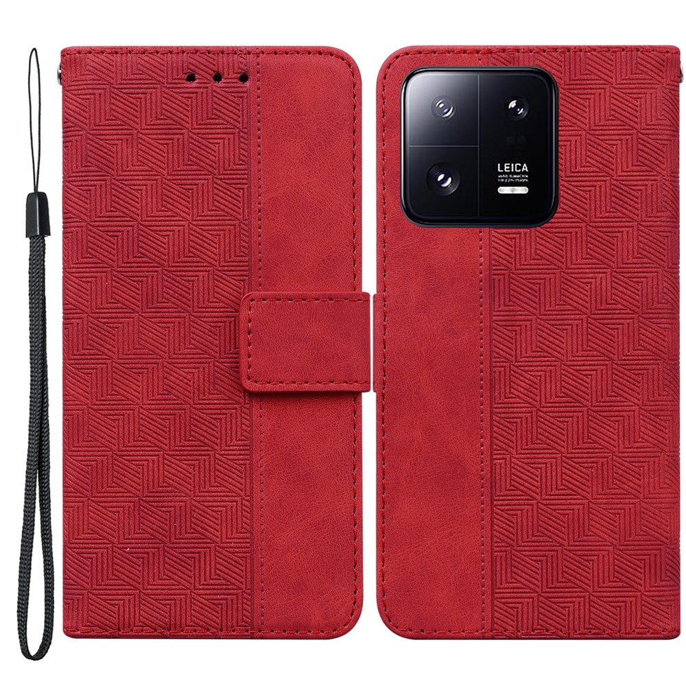 For Xiaomi 13 Pro 5G Magnetic Closure Phone Case Leather Imprinted Geometry Pattern Stand Wallet Shell