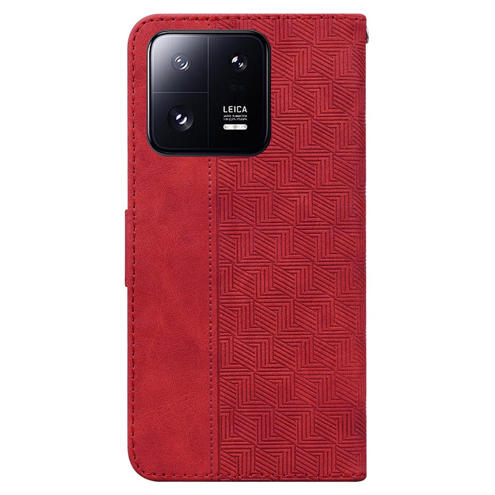 For Xiaomi 13 Pro 5G Magnetic Closure Phone Case Leather Imprinted Geometry Pattern Stand Wallet Shell
