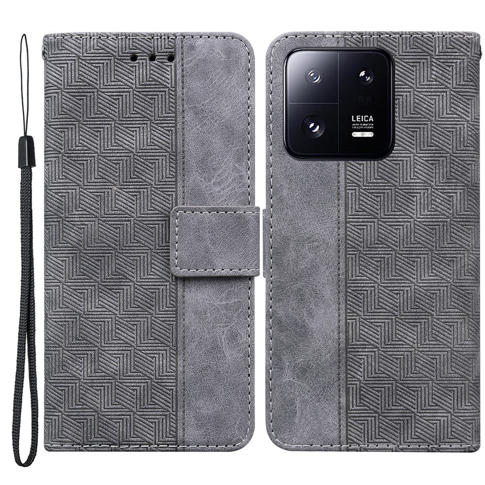 For Xiaomi 13 Pro 5G Magnetic Closure Phone Case Leather Imprinted Geometry Pattern Stand Wallet Shell