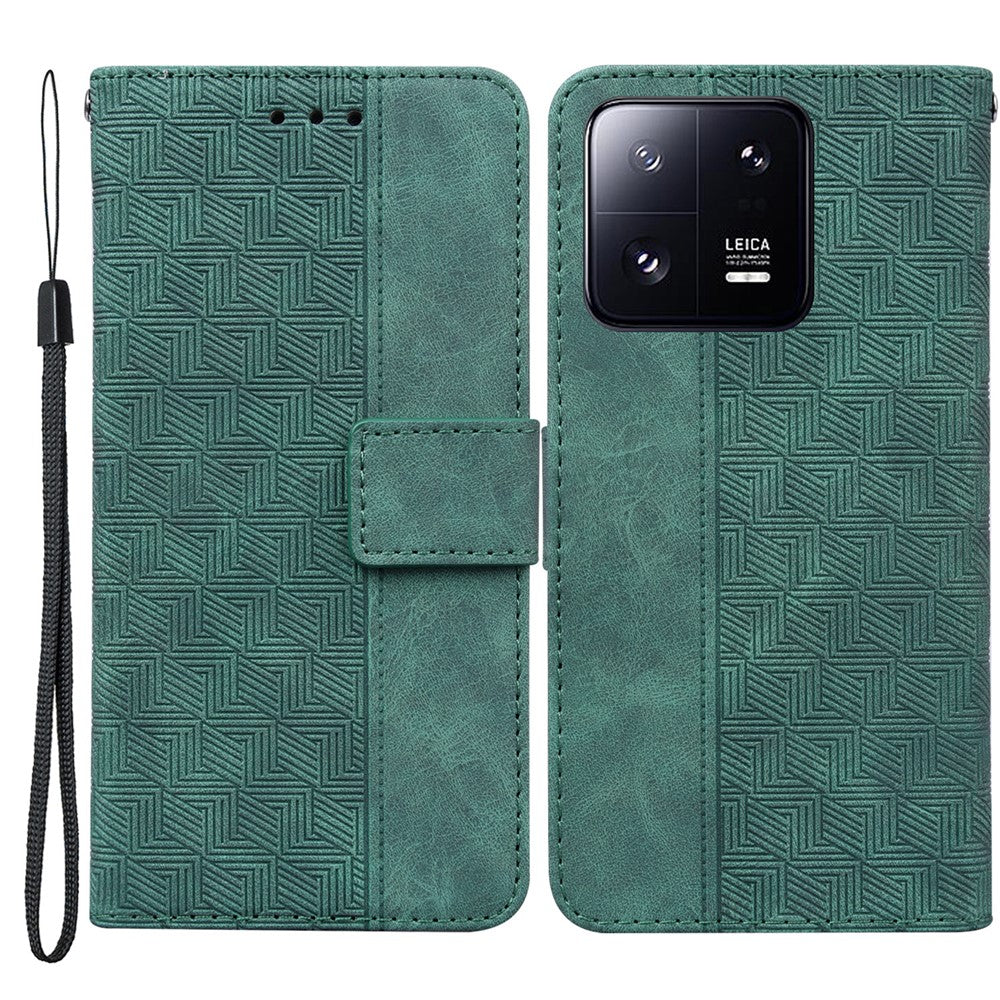 For Xiaomi 13 Pro 5G Magnetic Closure Phone Case Leather Imprinted Geometry Pattern Stand Wallet Shell