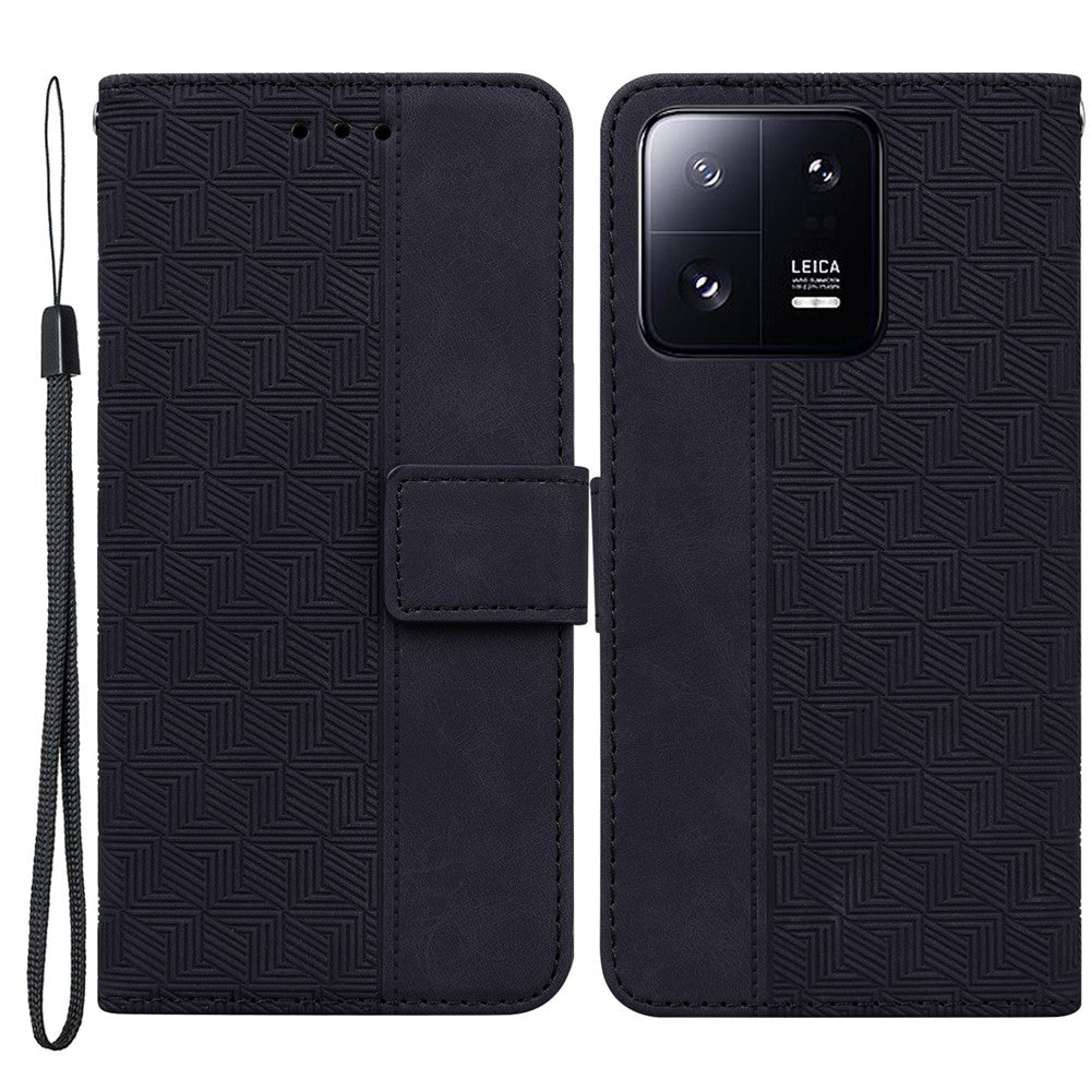 For Xiaomi 13 Pro 5G Magnetic Closure Phone Case Leather Imprinted Geometry Pattern Stand Wallet Shell
