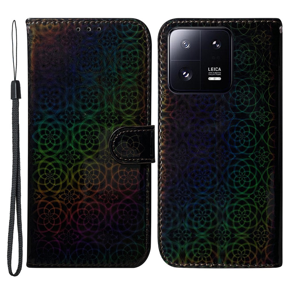Xiaomi 13 Pro 5G stativmobil plånboksfodral bländande blommönster PU-läder mobilmobilfodral