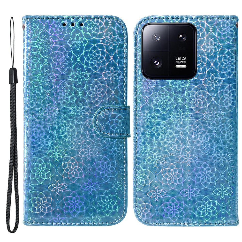 Xiaomi 13 Pro 5G stativmobil plånboksfodral bländande blommönster PU-läder mobilmobilfodral