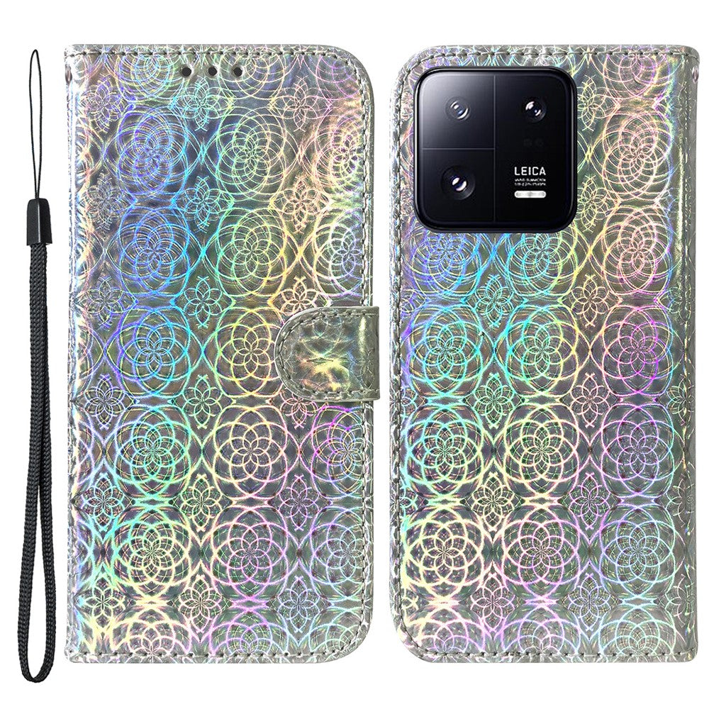 Xiaomi 13 Pro 5G stativmobil plånboksfodral bländande blommönster PU-läder mobilmobilfodral