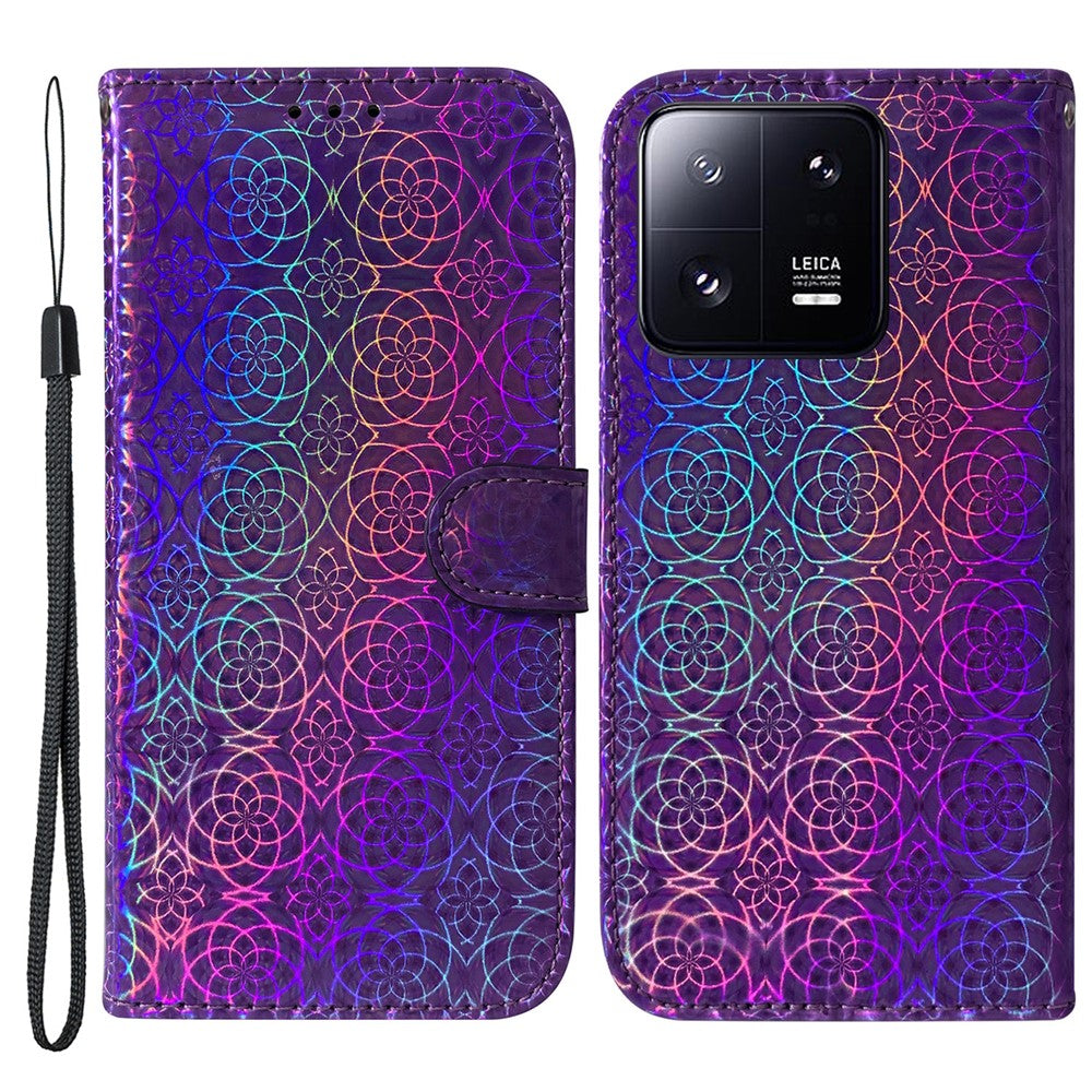 Xiaomi 13 Pro 5G stativmobil plånboksfodral bländande blommönster PU-läder mobilmobilfodral