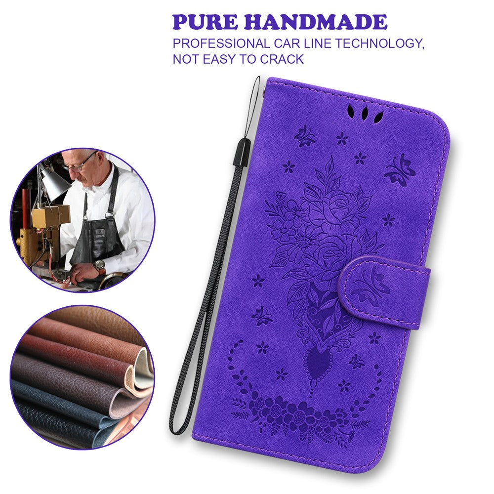 For Xiaomi 13 Pro 5G Leather Phone Case Stand Wallet Rose Butterfly Imprinted Cell Phone Cover