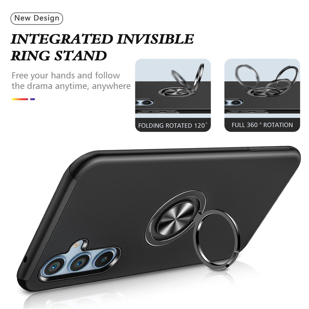 Til Samsung Galaxy A34 5G Roterbar Ring Stander Telefoncover PC+TPU Anti-fald Bagcover