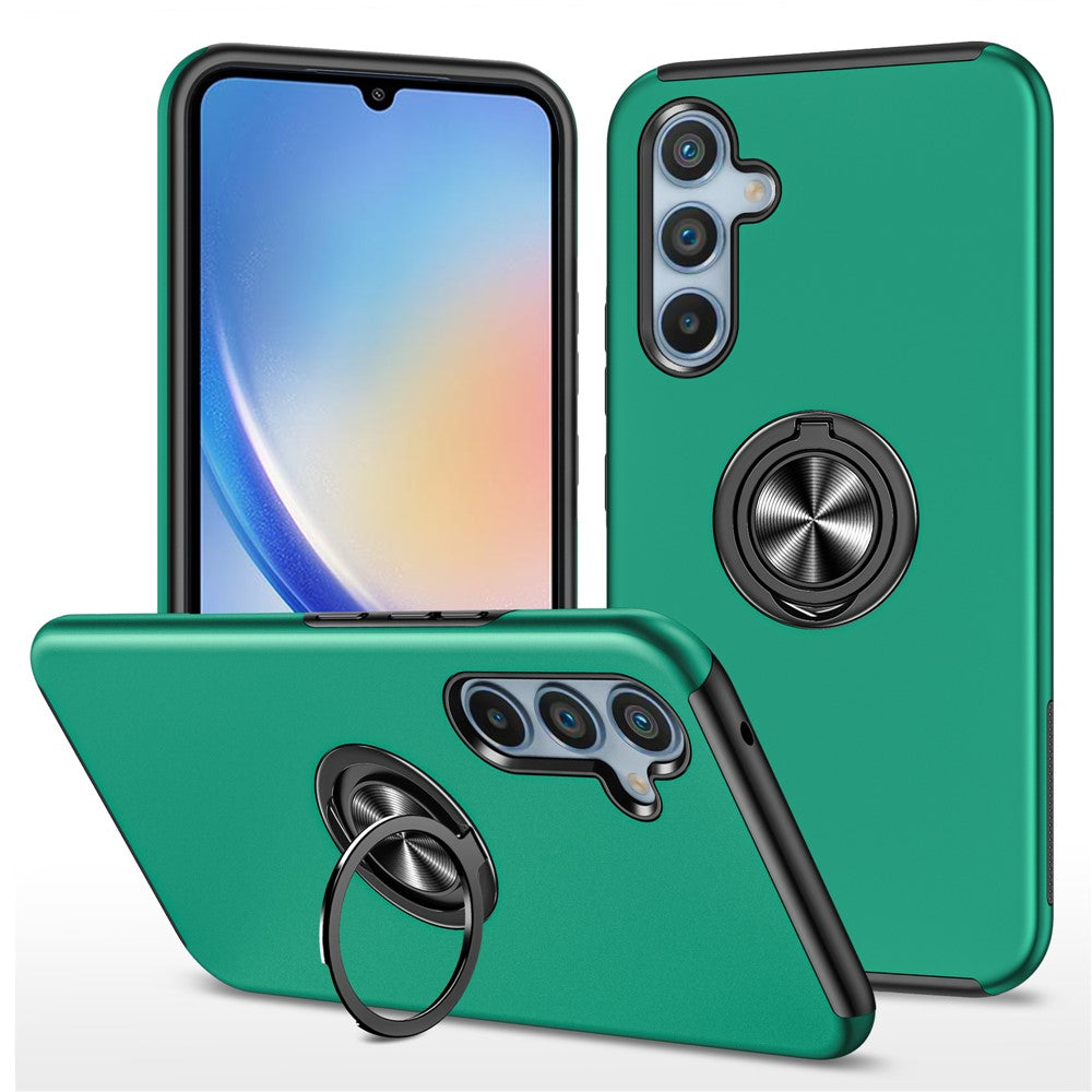 Til Samsung Galaxy A34 5G Roterbar Ring Stander Telefoncover PC+TPU Anti-fald Bagcover