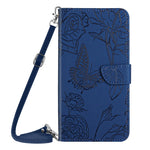 HT03 For Xiaomi Redmi Note 12 4G Skin-touch Butterfly Flowers Imprinted Wallet Stand Case Leather Cover with Shoulder Strap