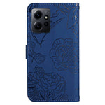 HT03 For Xiaomi Redmi Note 12 4G Skin-touch Butterfly Flowers Imprinted Wallet Stand Case Leather Cover with Shoulder Strap