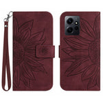 For Xiaomi Redmi Note 12 4G HT04 PU Leather Wallet Phone Case Sunflower Imprinted Stand Cover