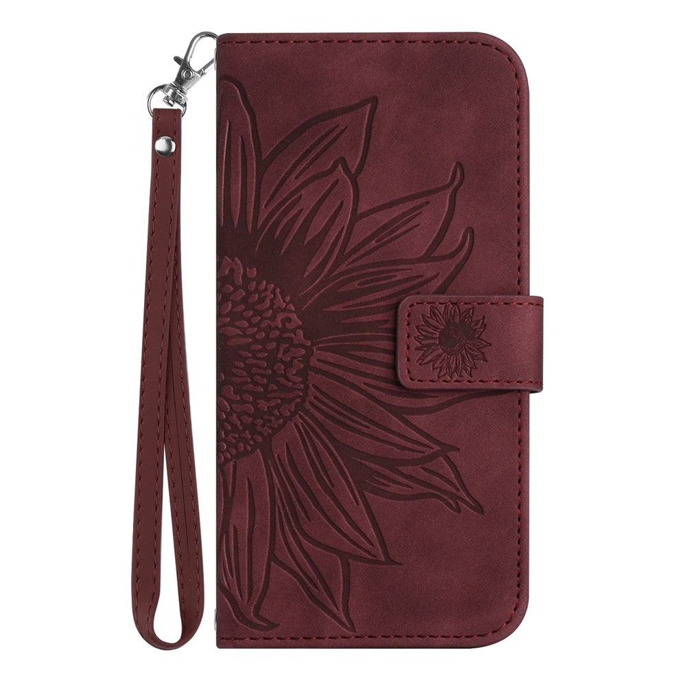 For Xiaomi Redmi Note 12 4G HT04 PU Leather Wallet Phone Case Sunflower Imprinted Stand Cover