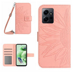 Xiaomi Redmi Note 12 4G HT04 Solrosmönster Stativfodral Läderplånbok mobilfodral med Axelrem