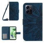 Xiaomi Redmi Note 12 4G HT04 Solrosmönster Stativfodral Läderplånbok mobilfodral med Axelrem