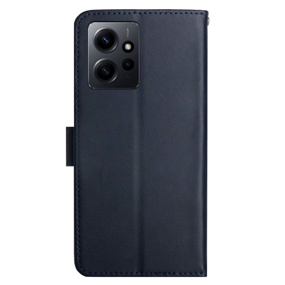 HT02 Cell Phone Cover for Xiaomi Redmi Note 12 4G , Genuine Leather Nappa Texture Wallet Stand Case