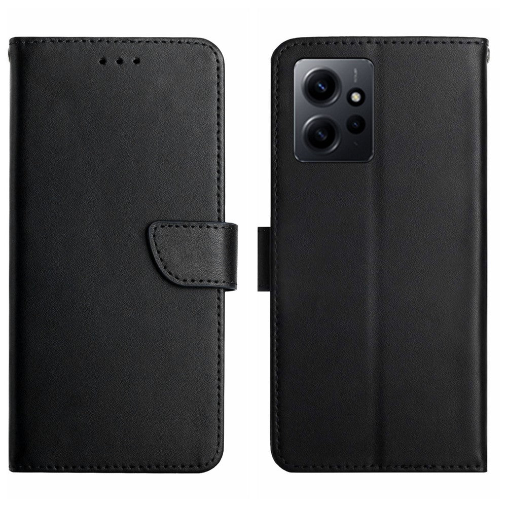 HT02 Mobilmobilskal för Xiaomi Redmi Note 12 4G, Plånboksfodral i äkta läder med nappatextur