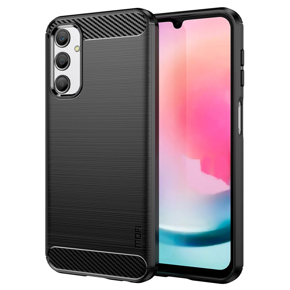 MOFI JK TPU Series-1 For Samsung Galaxy A24 4G (162.1 x 77.6 x 8.3mm) Carbon Fiber TPU Phone Case Brushed Non-Slip Protective Cover