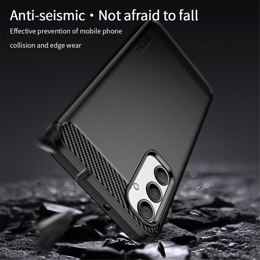 MOFI JK TPU Series-1 For Samsung Galaxy A24 4G (162.1 x 77.6 x 8.3mm) Carbon Fiber TPU Phone Case Brushed Non-Slip Protective Cover