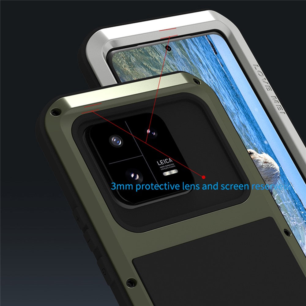 LOVE MEI Tough Armour Rugged-metalcover til Xiaomi 13 Pro 5G med silikonebeskyttelse (uden hærdet glas)