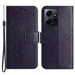 Xiaomi Redmi Note 12 4G Owl Tree Präglat Mönster mobil Plånboksfodral PU Läder Stativ mobilfodral