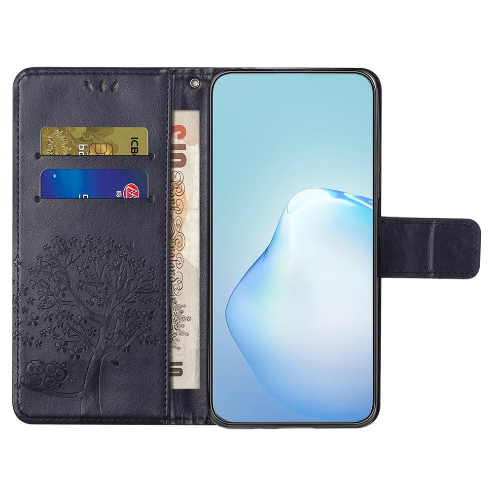 For Xiaomi Redmi Note 12 4G Owl Tree Imprinted Pattern Phone Wallet Case PU Leather Stand Phone Cover