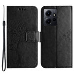 For Xiaomi Redmi Note 12 4G Owl Tree Imprinted Pattern Phone Wallet Case PU Leather Stand Phone Cover