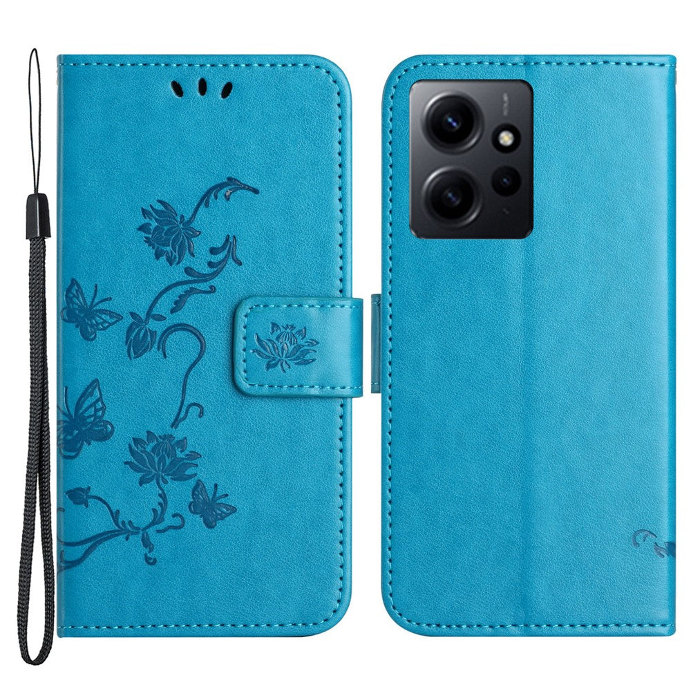 Läderfodral för Xiaomi Redmi Note 12 4G med tryck, magnetisk hållare, fällbart stativ, plånboksfodral