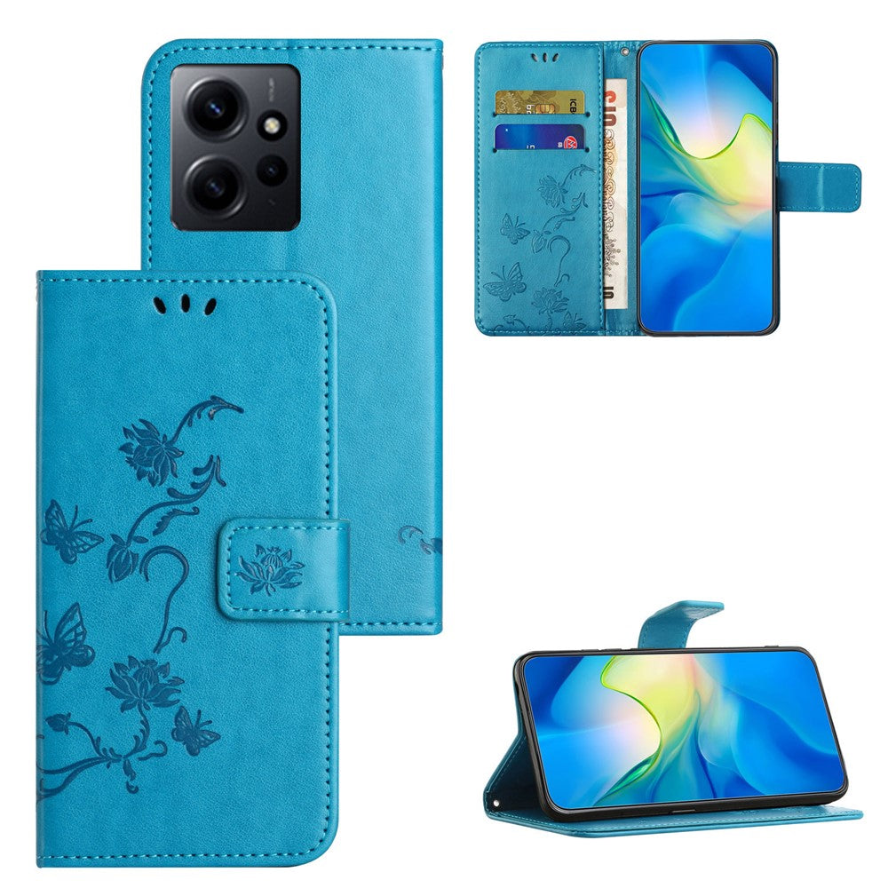 Läderfodral för Xiaomi Redmi Note 12 4G med tryck, magnetisk hållare, fällbart stativ, plånboksfodral