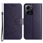Läderfodral för Xiaomi Redmi Note 12 4G med tryck, magnetisk hållare, fällbart stativ, plånboksfodral