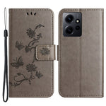 Läderfodral för Xiaomi Redmi Note 12 4G med tryck, magnetisk hållare, fällbart stativ, plånboksfodral