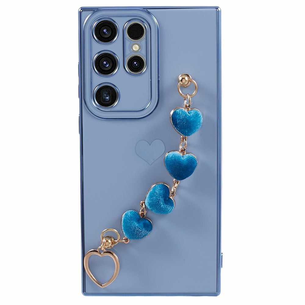 Samsung Galaxy S23 Ultra mobilskal TPU Elektroplätering mobilskal med Plysch Kärleks-Hjärtband