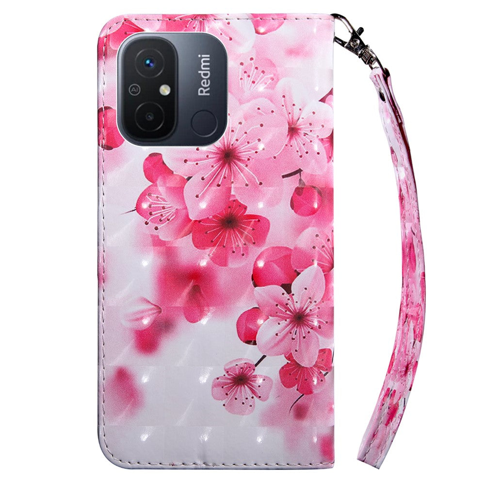 For Xiaomi Redmi 11A 4G / 12C 4G PU Leather Anti-drop Cover 3D Pattern Printing Stand Wallet Phone Case