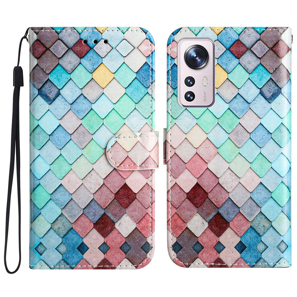 Xiaomi 12 Pro 5G / 12S Pro 5G / 12 Pro (Dimensity) 5G mobilskal Mönstertryck PU-läder Flipfodral med Plånbok
