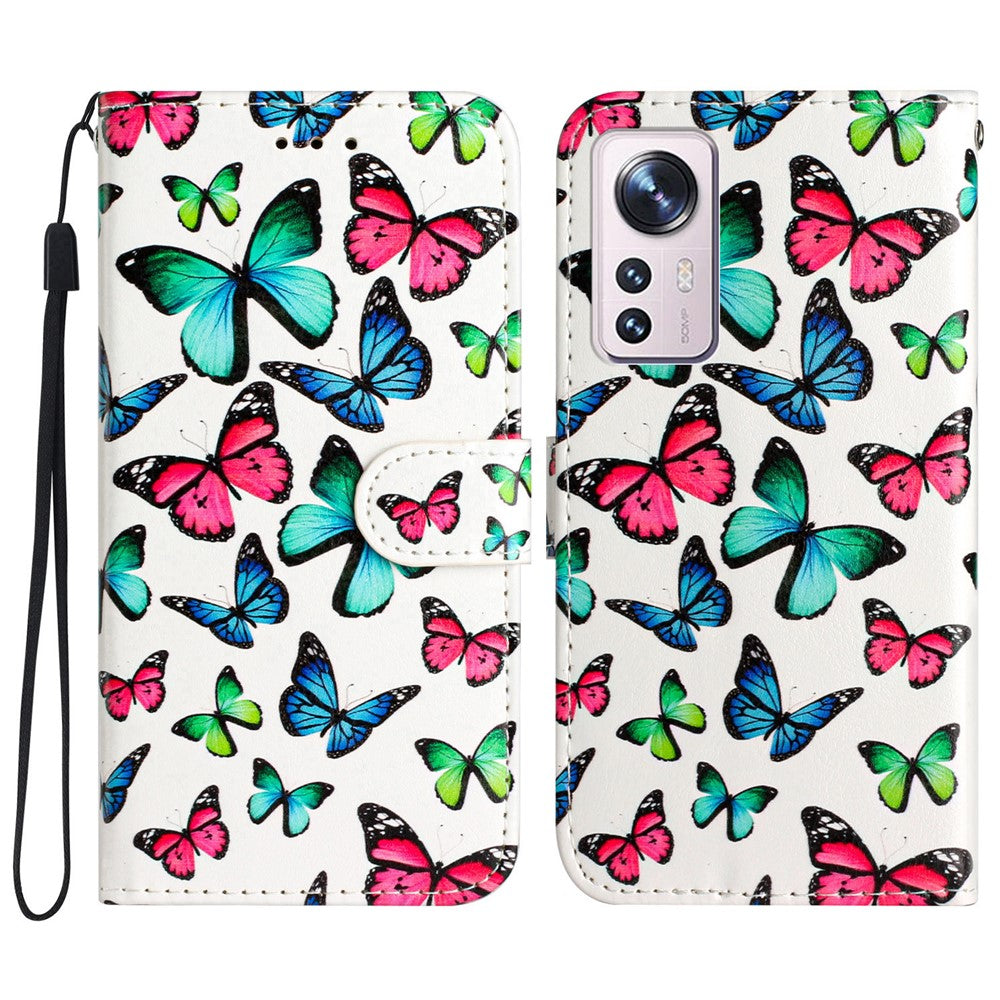 Xiaomi 12 Pro 5G / 12S Pro 5G / 12 Pro (Dimensity) 5G mobilskal Mönstertryck PU-läder Flipfodral med Plånbok