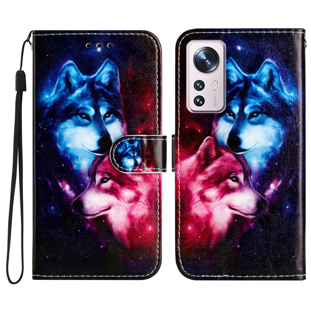 Xiaomi 12 Pro 5G / 12S Pro 5G / 12 Pro (Dimensity) 5G mobilskal Mönstertryck PU-läder Flipfodral med Plånbok
