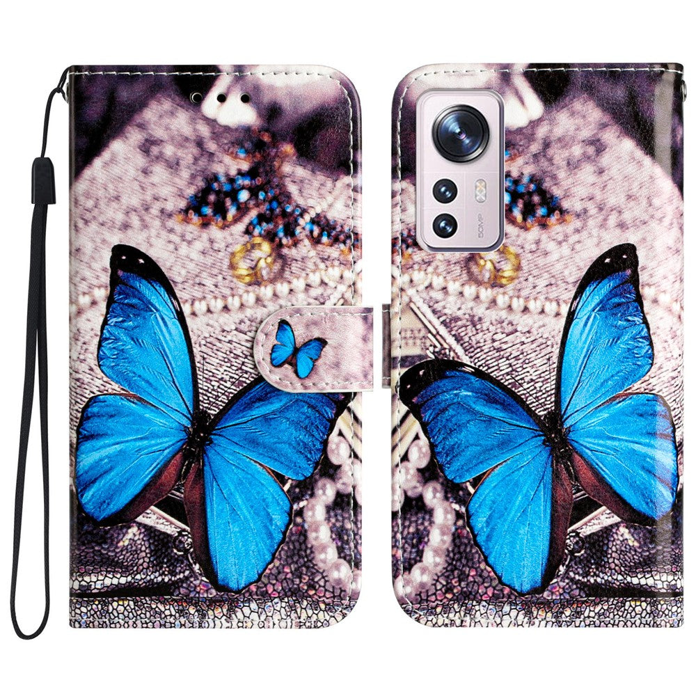 Xiaomi 12 Pro 5G / 12S Pro 5G / 12 Pro (Dimensity) 5G mobilskal Mönstertryck PU-läder Flipfodral med Plånbok