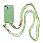 For iPhone 14 Soft Liquid Silicone Phone Case Card Slot Slim Protective Back Cover with Lanyard Strap