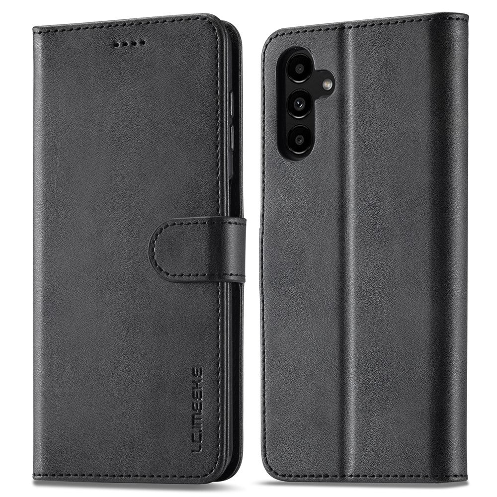 LC.IMEEKE For Samsung Galaxy A24 4G (162.1 x 77.6 x 8.3mm) Calf Texture Leather Phone Case Wallet Stand Mobile Phone Cover