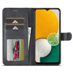 LC.IMEEKE For Samsung Galaxy A24 4G (162.1 x 77.6 x 8.3mm) Calf Texture Leather Phone Case Wallet Stand Mobile Phone Cover