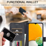 LC.IMEEKE For Samsung Galaxy A24 4G (162.1 x 77.6 x 8.3mm) Calf Texture Leather Phone Case Wallet Stand Mobile Phone Cover