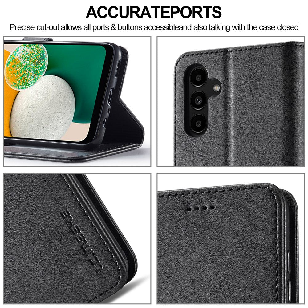 LC.IMEEKE For Samsung Galaxy A24 4G (162.1 x 77.6 x 8.3mm) Calf Texture Leather Phone Case Wallet Stand Mobile Phone Cover