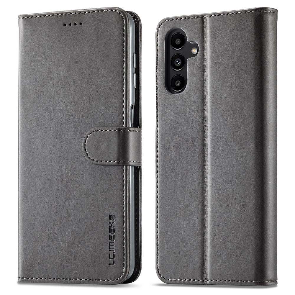 LC.IMEEKE For Samsung Galaxy A24 4G (162.1 x 77.6 x 8.3mm) Calf Texture Leather Phone Case Wallet Stand Mobile Phone Cover
