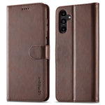 LC.IMEEKE For Samsung Galaxy A24 4G (162.1 x 77.6 x 8.3mm) Calf Texture Leather Phone Case Wallet Stand Mobile Phone Cover