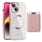For iPhone 14 Anti-Drop Magnetic Back Cover TPU + PC Phone Case with Card Bag